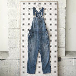 gap straight leg light wash denim overalls